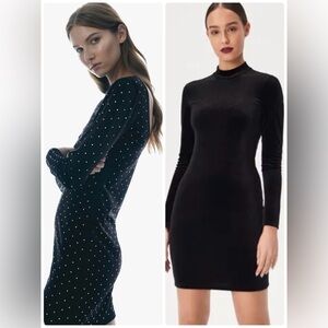 2for1 H&M Black velvet body con mini dresses
